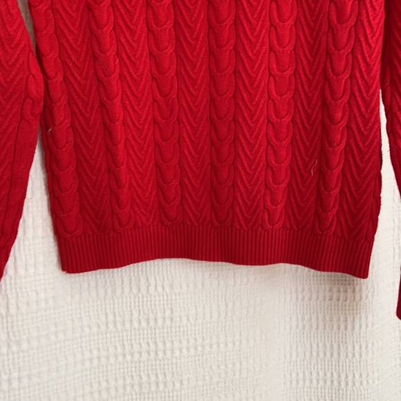 #7 Land’s End Cable knit Sweater WM SZ XS Petit Red - Picture 5 of 9
